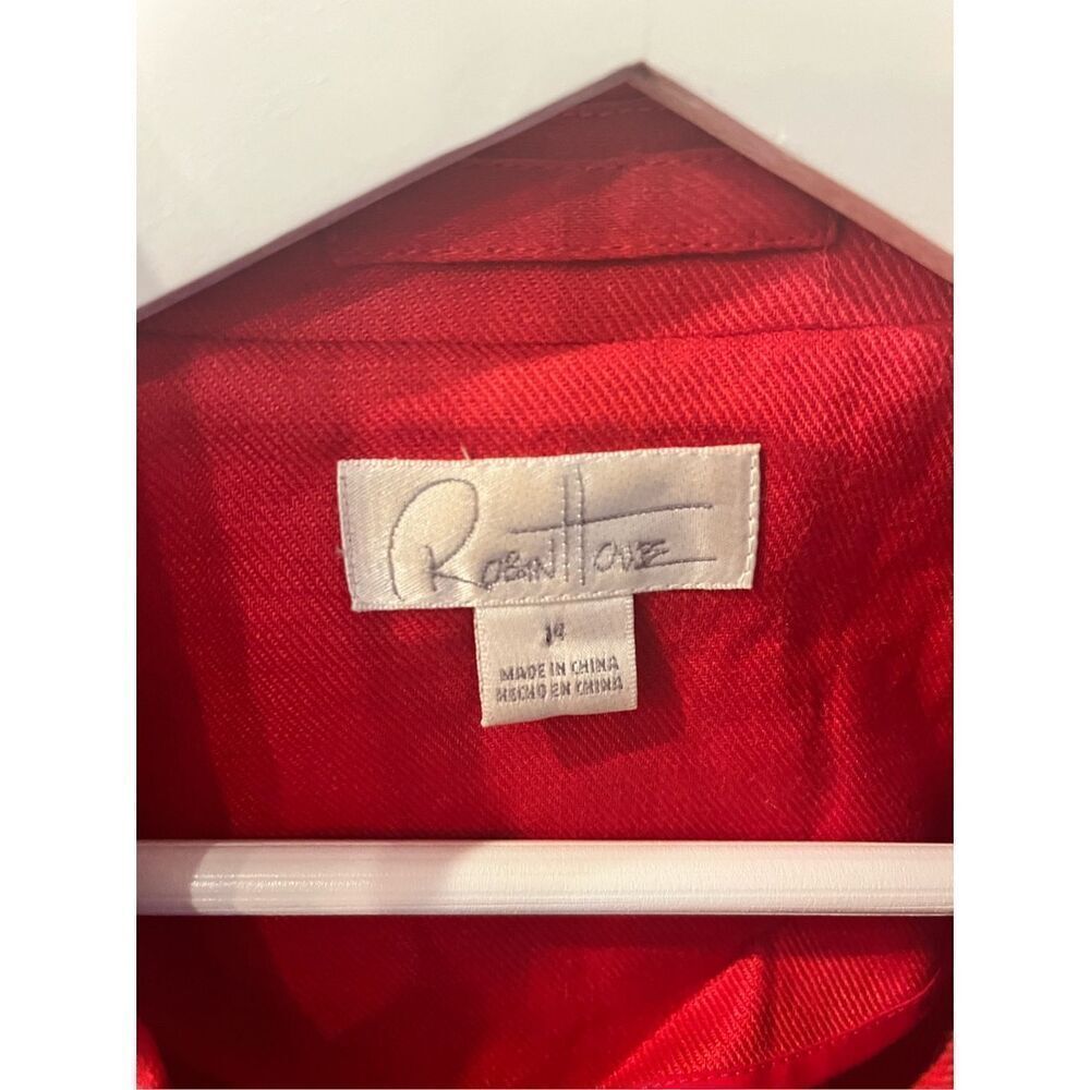 Vintage Robin Howe Red Linen Short Double Breasted Jacket sz 14 - Picture 3 of 7
